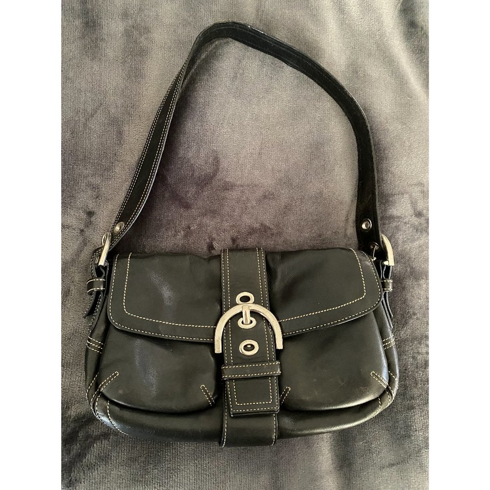 Classic Leather Coach Shoulder Bag